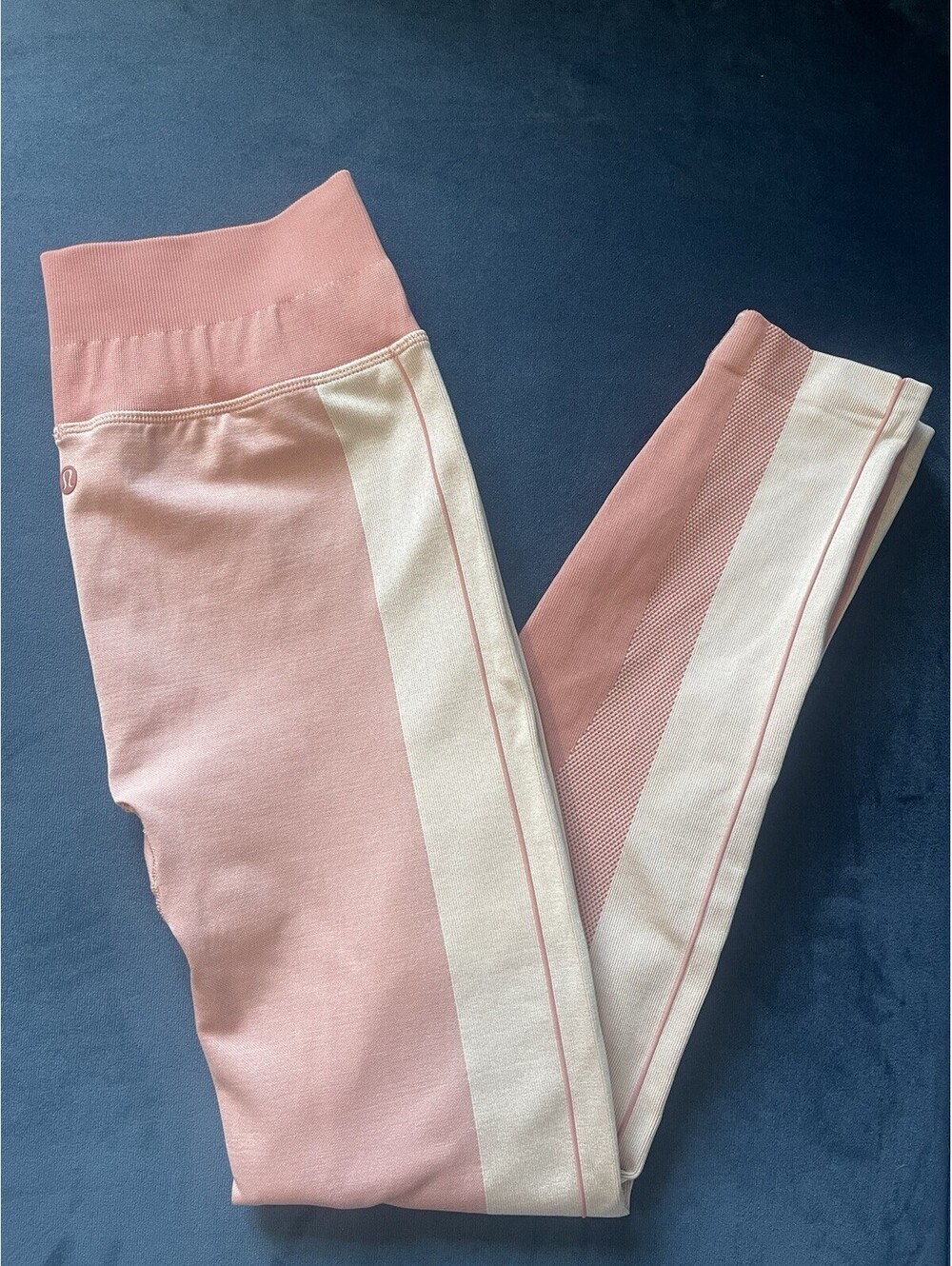 Lululemon Revel In It Sz 6 Seamless High Rise Leggings Pink Beige EUC